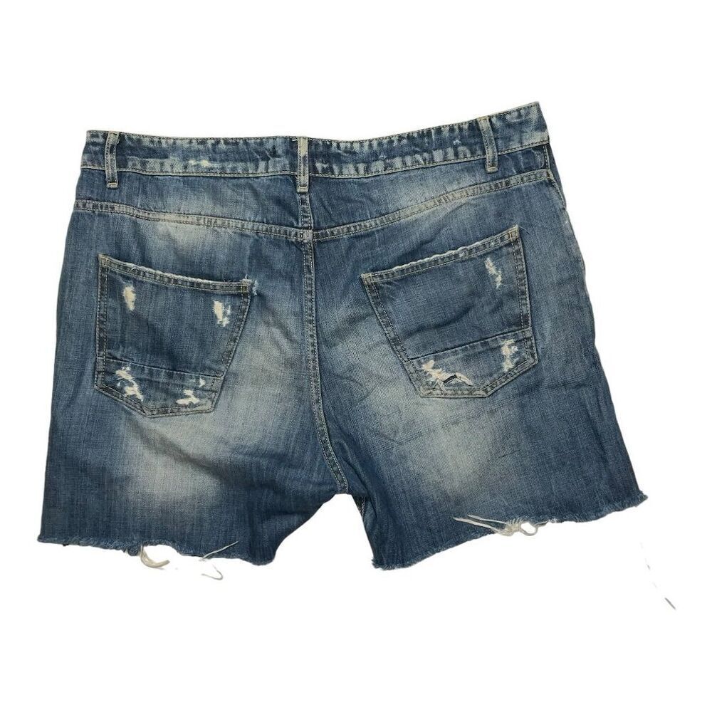 💥 EXJ Men’s Distressed Denim Shorts Sz 32 🧵Rugged Ripped Cutoffs | Frayed - Picture 3 of 3